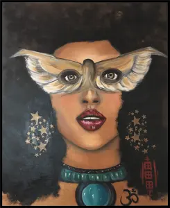 portrait black bird 80x60cm severine gallois artiste peintre