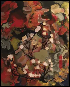 peinture japonaise toile fantaisie japonaise 50x30cm severine gallois artiste peintre