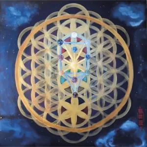 tableau symbole fleur de vie 80x80cm severine gallois artiste peintre