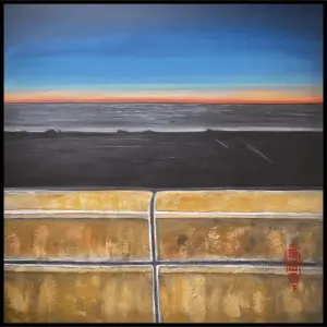 peinture acrylique  paysage landes hossegor l'heure bleue 100x100cm severine gallois arstite peintre française