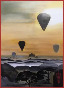paysage les montgolfieres 100x81cm severine gallois artiste peintre