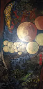 peintre art abstrait l'univers n°1 60x30cm severine gallois artiste peintre