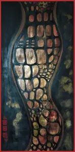 toile grand format mosaïque fruitee 100x50cm severine gallois artiste peintre française