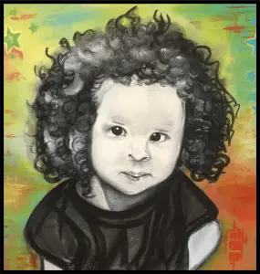 peinture acrylique portrait d'enfant 40x40cm severine gallois artiste peintre