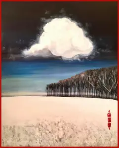 peinture acrylique severine gallois blanc 100x81cm