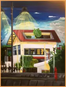 peinture acrylique severine gallois lumiere sur le napoli hossegor 116x89cm