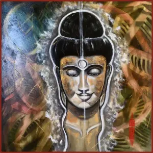 peinture acrylique severine gallois little bouddha 80x80cm